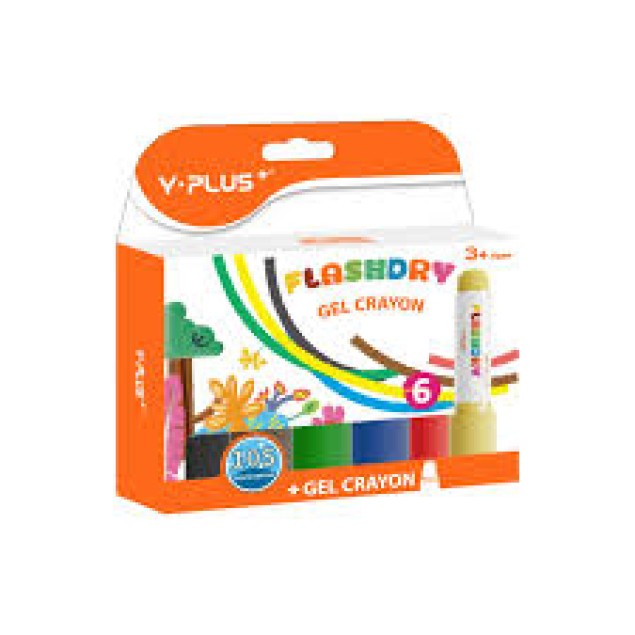 Y-Plus Κηρομπογιές Gel Flashdry 6 Χρώματα Κηρομπογιές 
