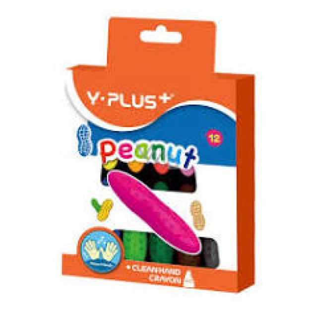 Σετ κηρομπογιές 12 τμχ Y-Plus Peanut Clean Hand Crayons Κηρομπογιές 